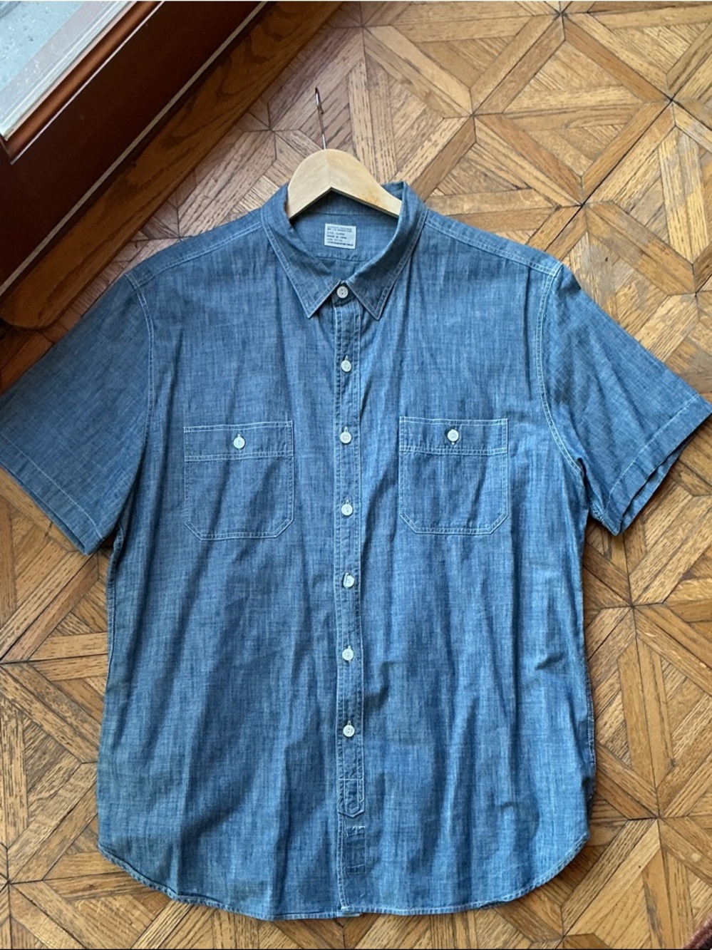 J. Crew Men's Short-Sleeve Chambray Button-Down Shirt - Light Blue